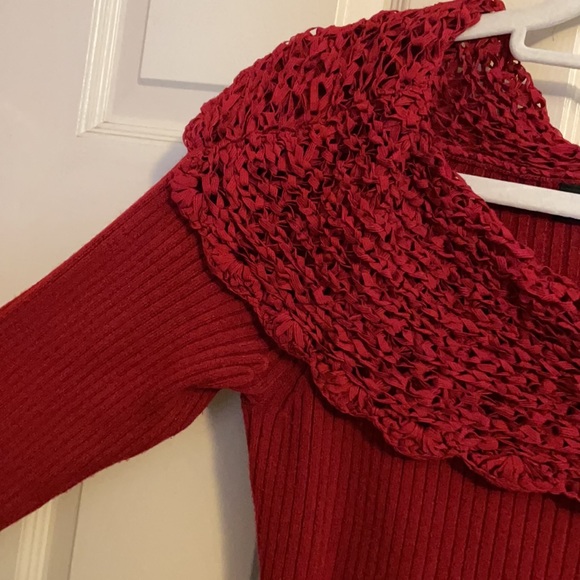 IZ Byer California red tunic sweater size Medium 3/4 sleeves - Picture 3 of 11